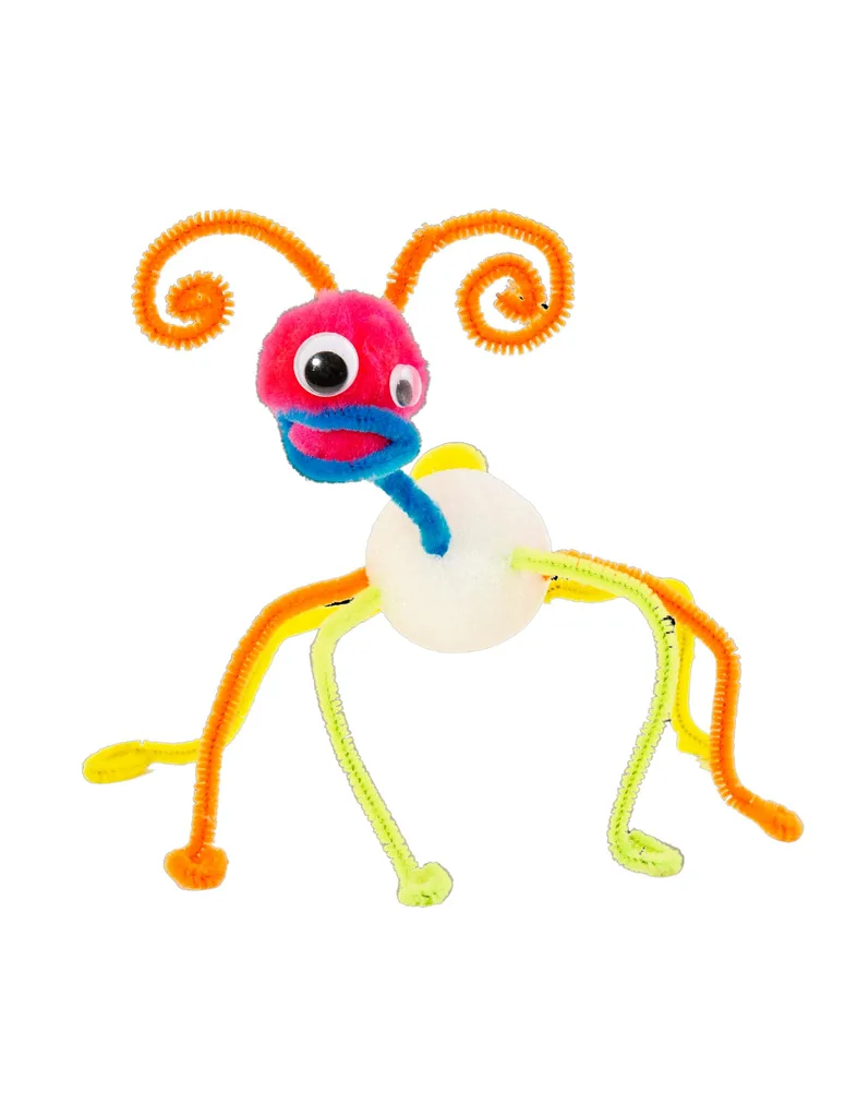 A pipe cleaner monster with googly eyes
