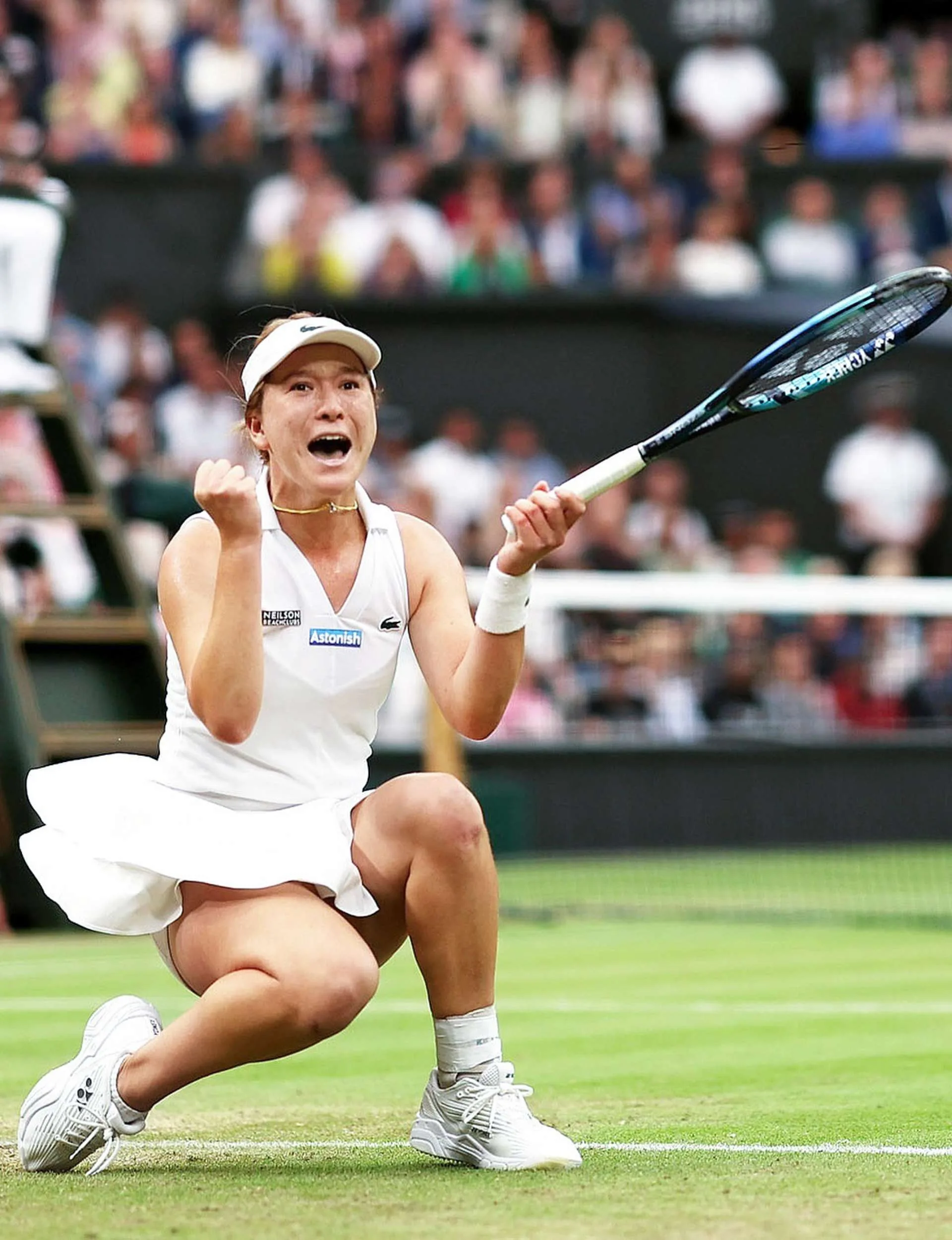 Celebrating a win at Wimbledon