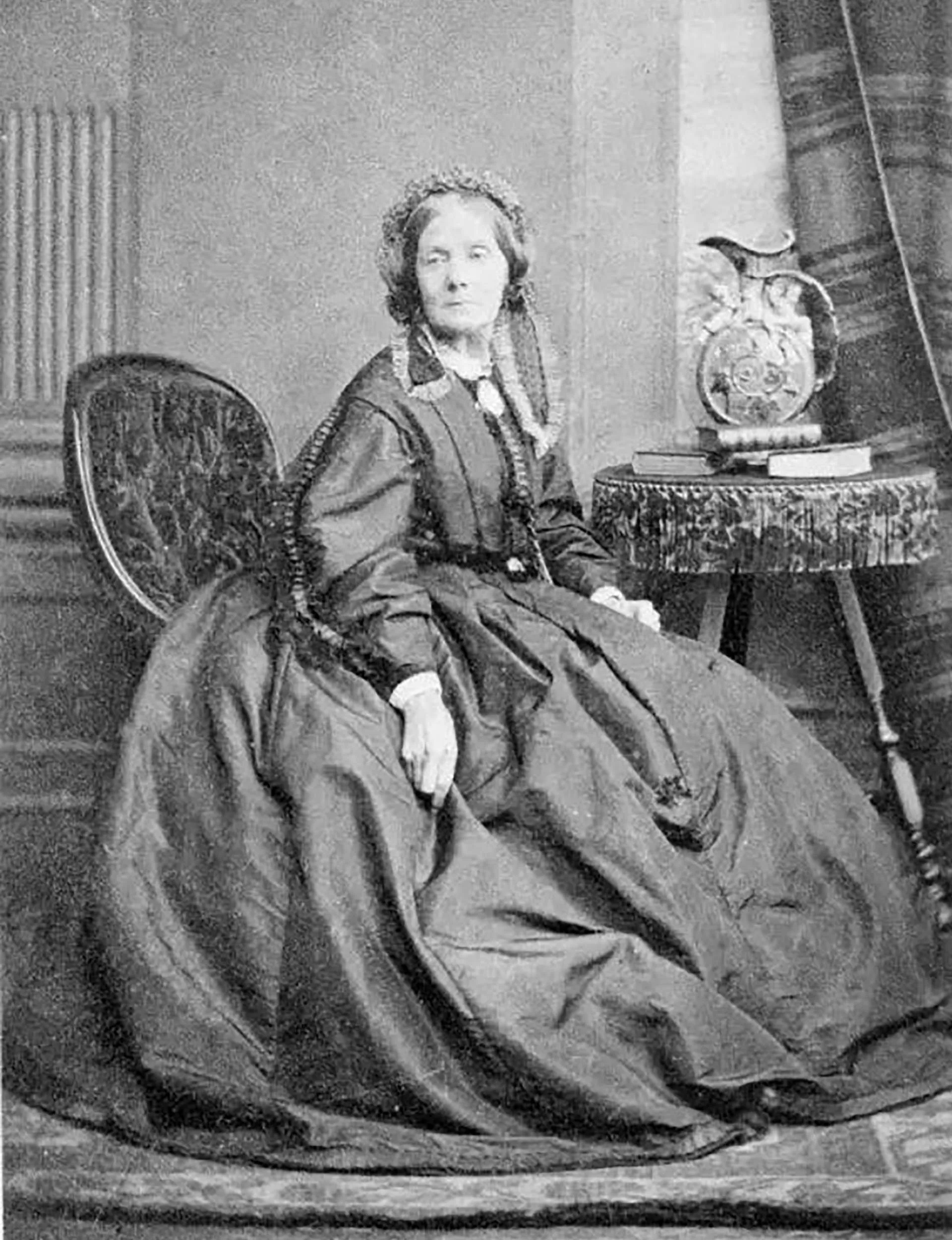 First Lady of Auckland Sarah Mathew in black and white