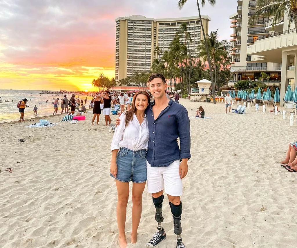 Madison Reidy and partner Liam Malone on holiday on the beach in Hawaii