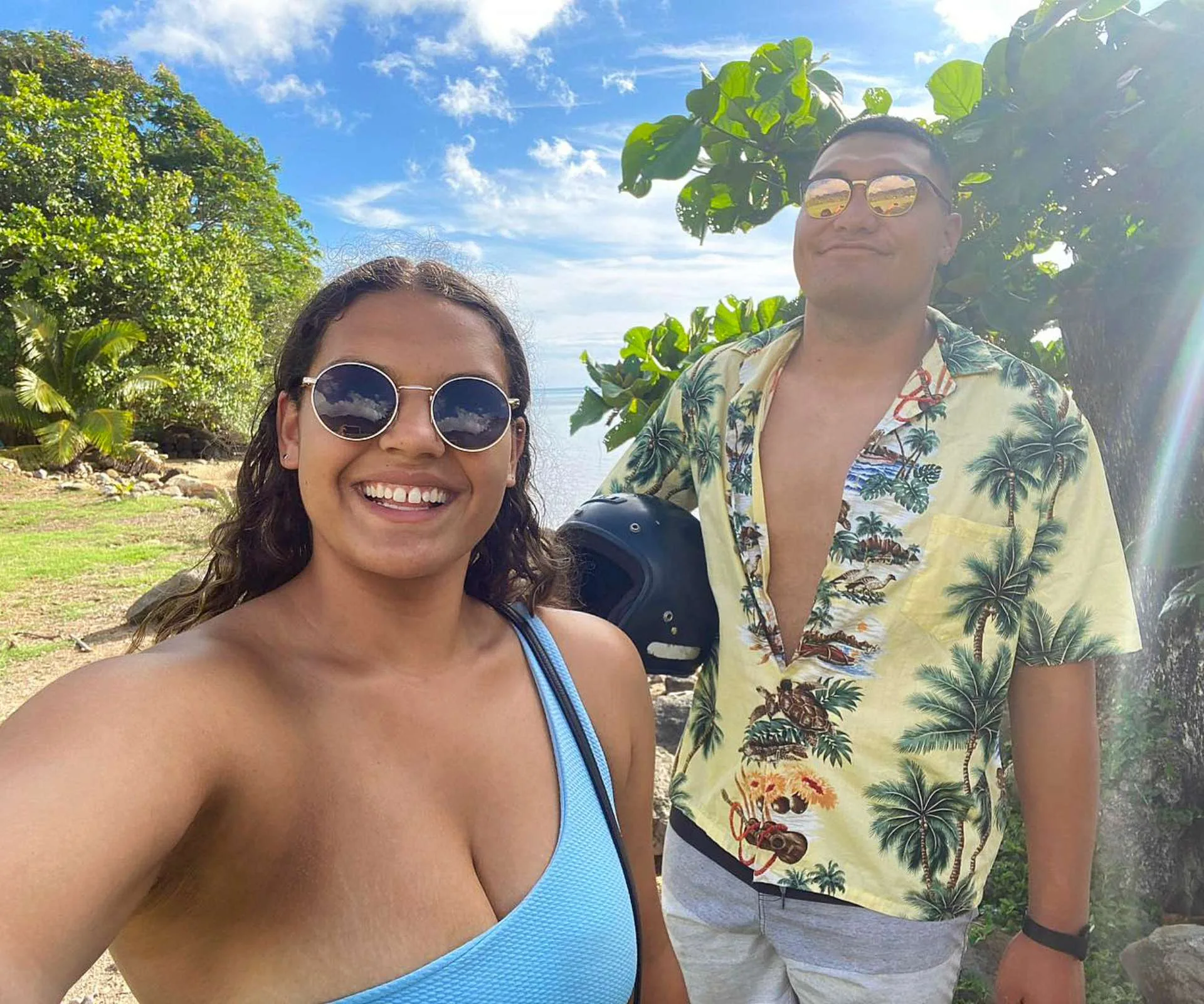 A selfie of Cameron Suafoa and Britt on holiday