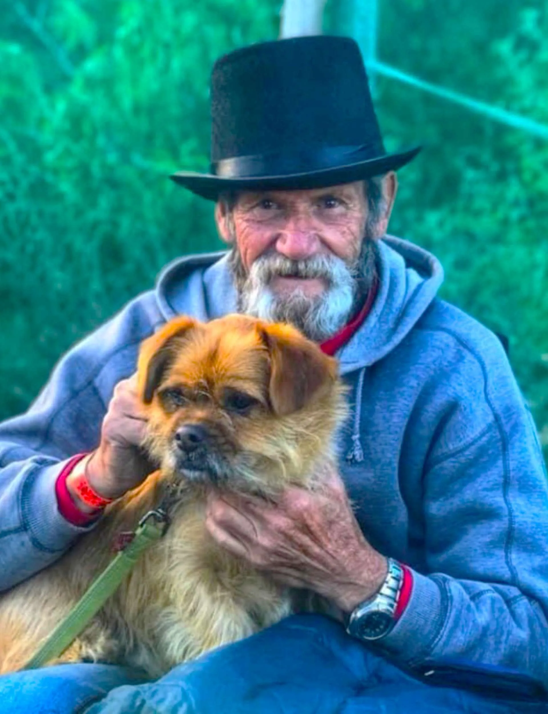 Vanessa Stacey’s dad Richard with his pooch Bean