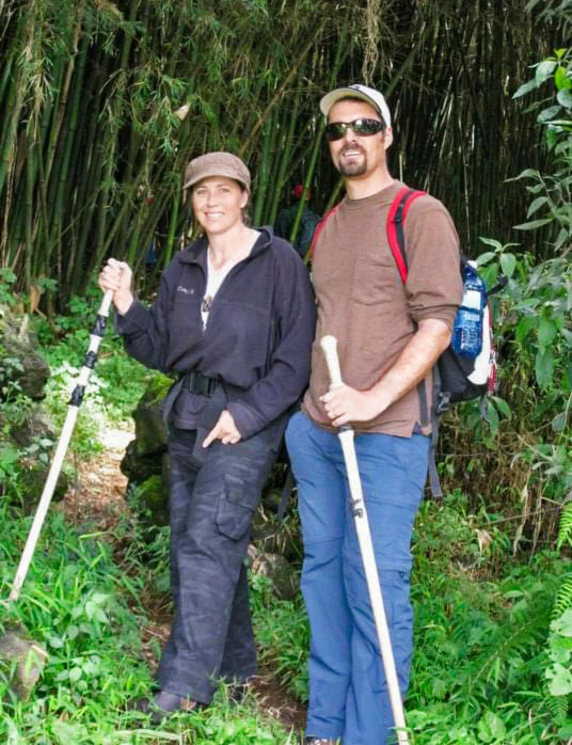 Lisa Ridley hiking the Rwanda mountain