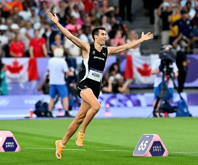 Hamish Kerr celebrating after a win at the 2024 Paris Olympics