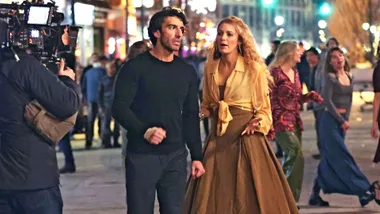 Blake Lively and Justin Baldoni on set of It Ends With Us
