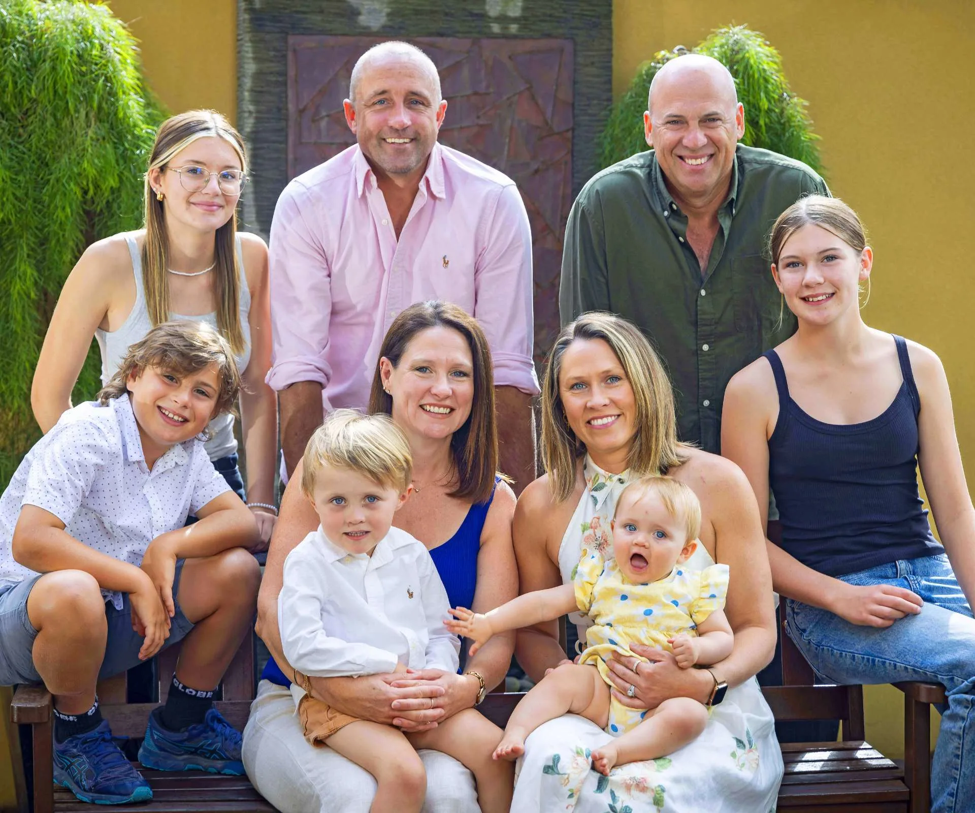 Fiona and Penny with their kids and husbands