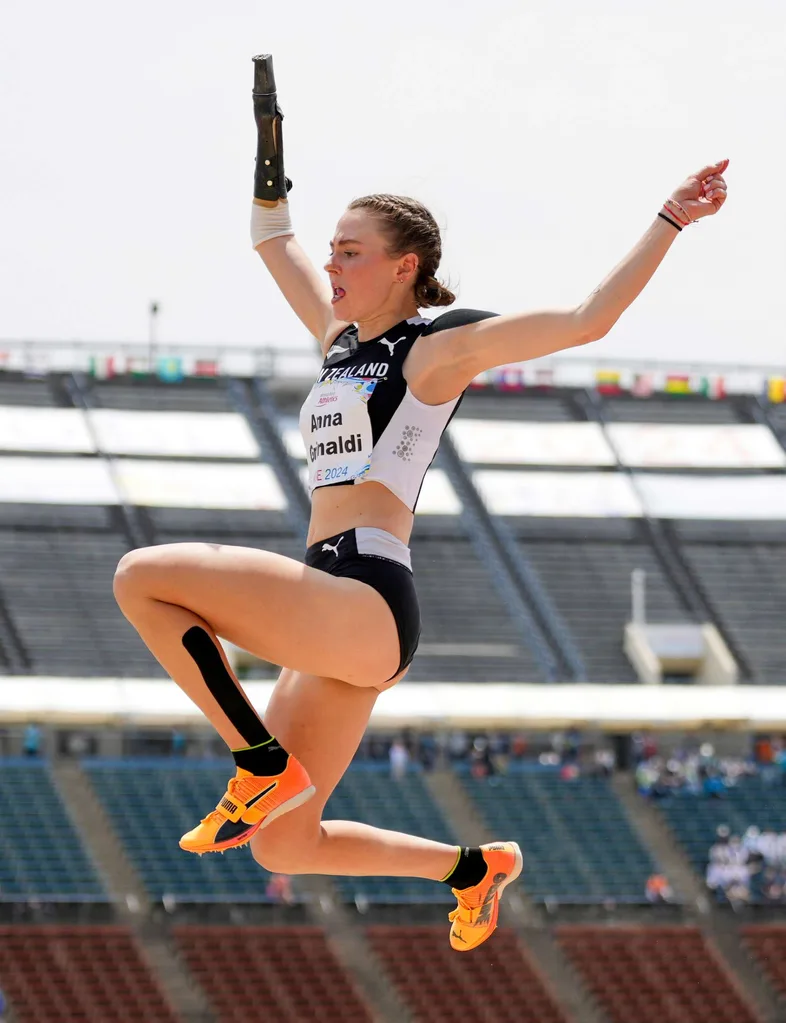 Anna Grimaldi jumping in the air