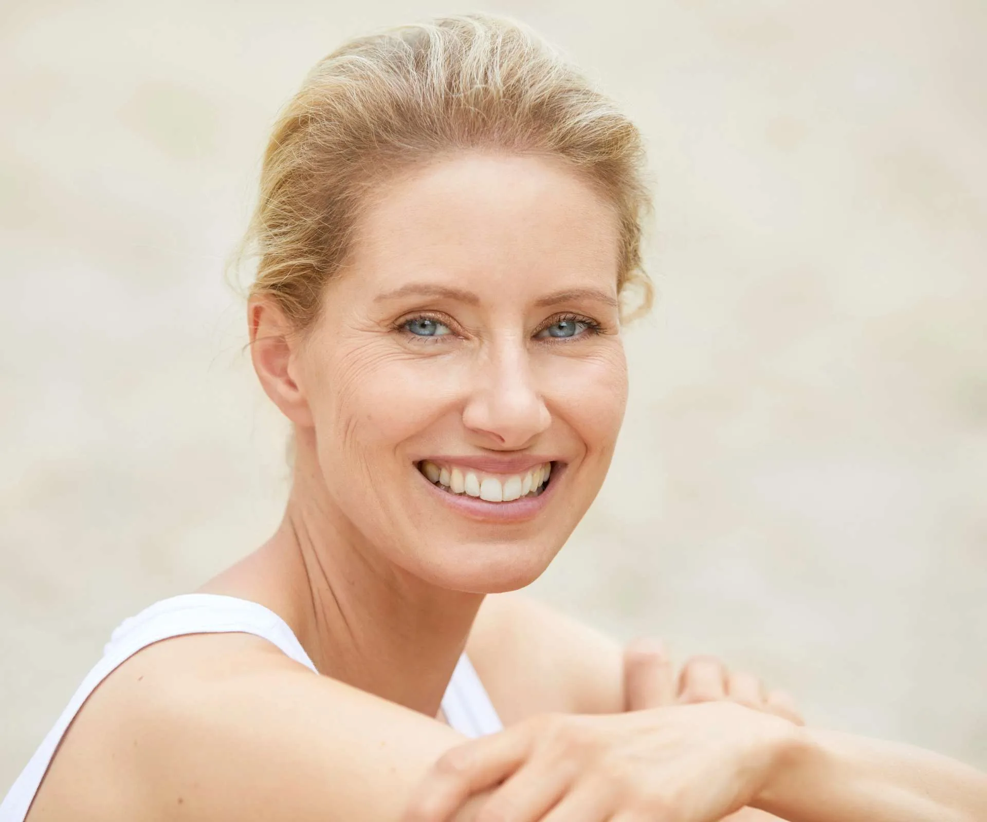 A female model with great dental care