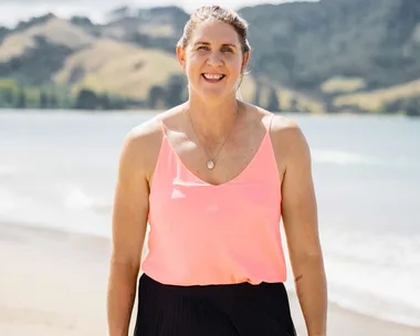 Casey Kopua on the beach before going on Celebrity Treasure Island