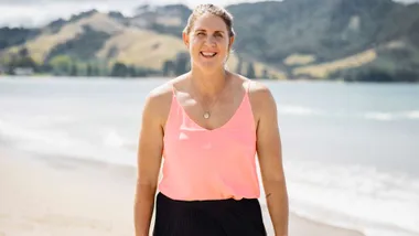 Casey Kopua on the beach before going on Celebrity Treasure Island