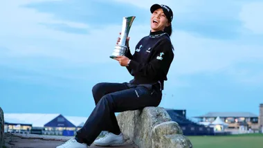 Lydia Ko holding a trophy