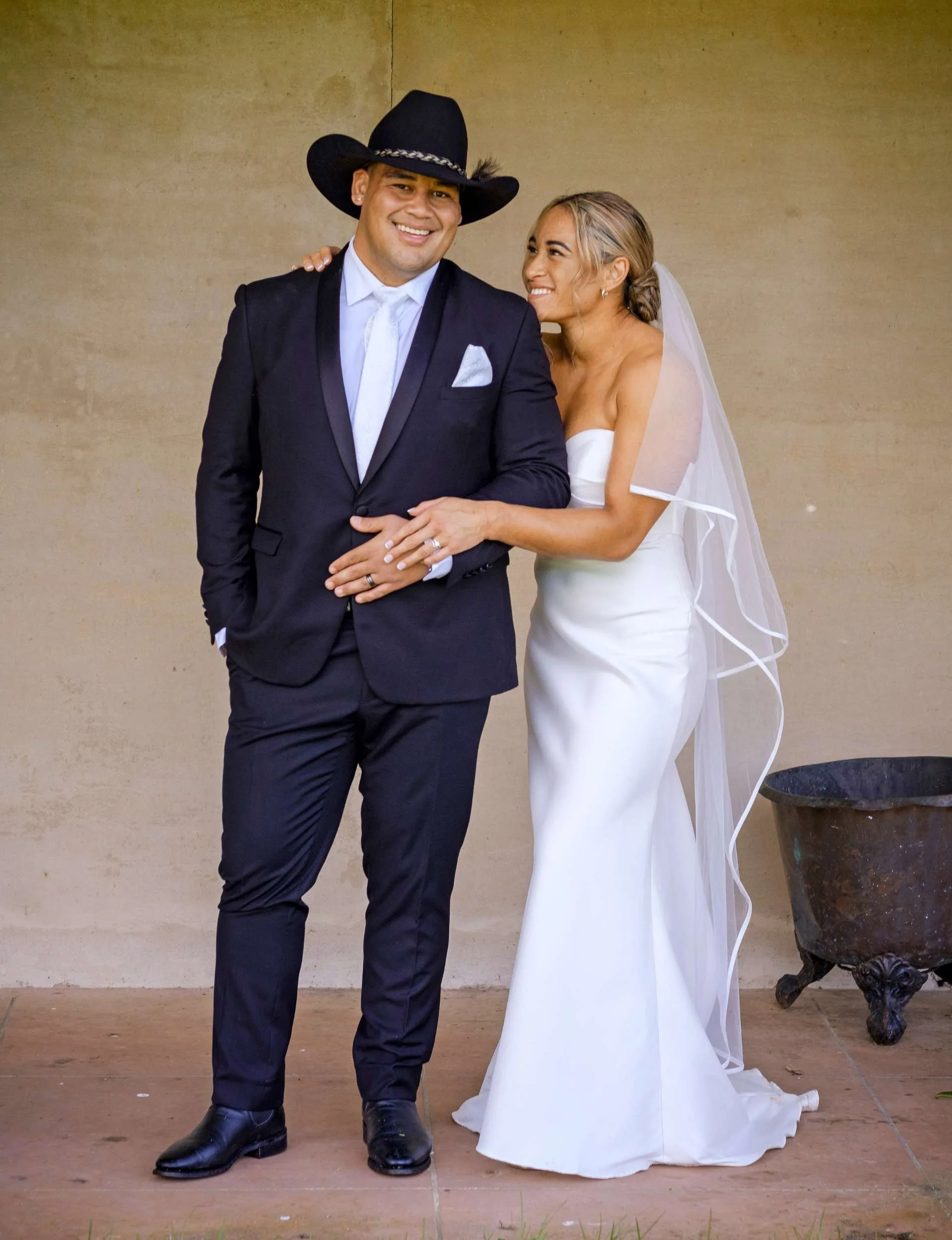 Kennedy Simon and Solomone Tukuafu after their wedding
