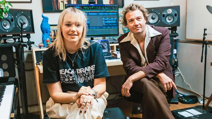 Chris Mac with Bella Rafflyn in the studio