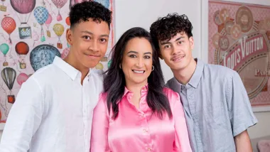 Nadene Lomu with her sons Brayley and Dhyreille