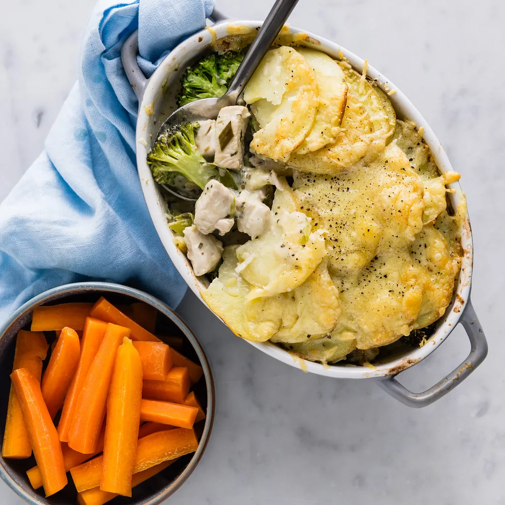 Ready Made Chicken & Broccoli Gratin with Almond Roasted Carrot