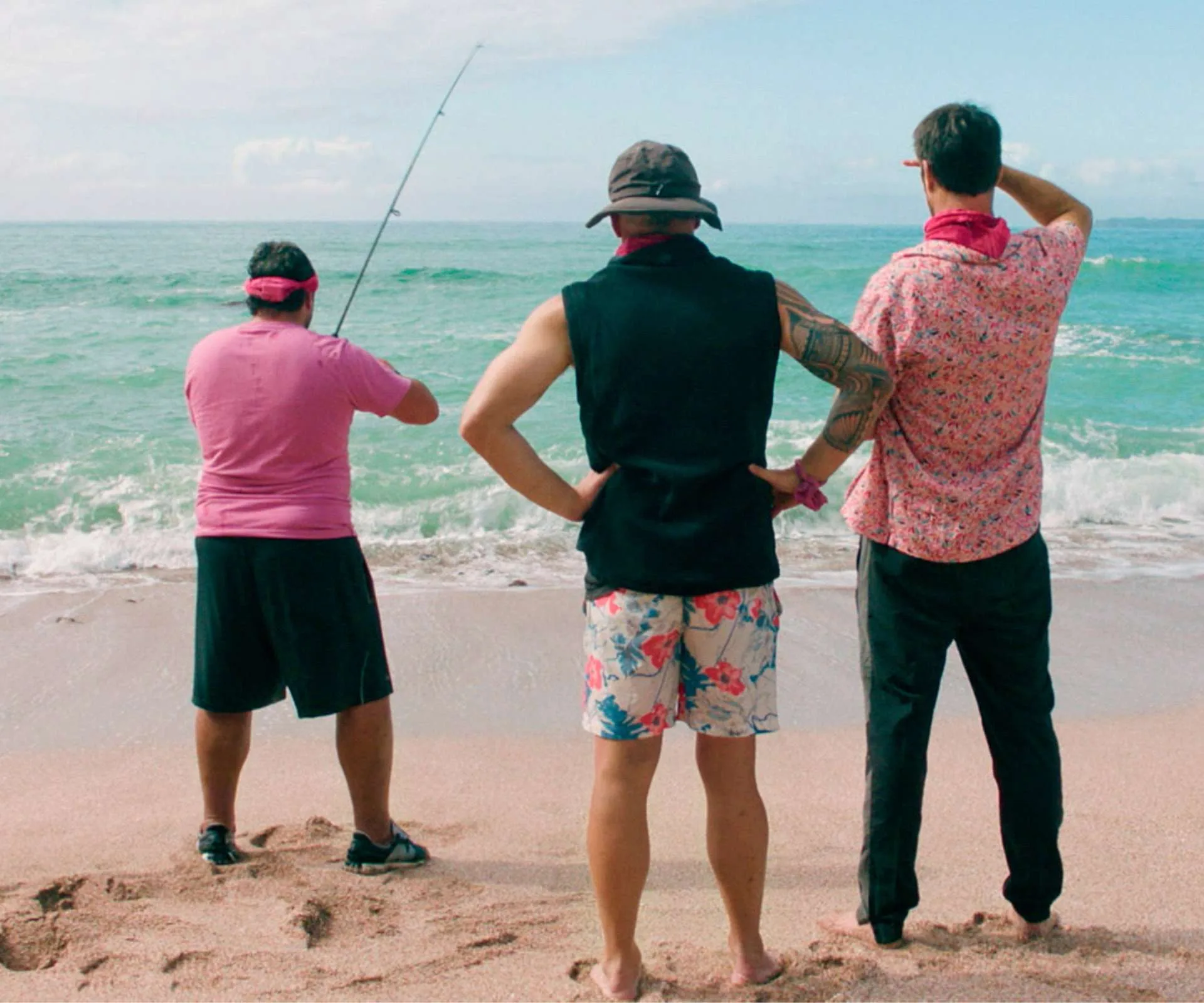 Fishing into the shore with Christian and Millen watching on
