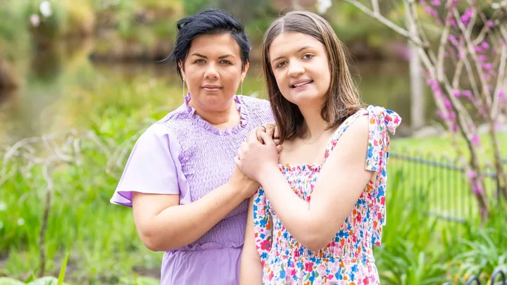 Eva Mitchell with her mum Tiff