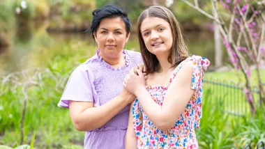 Eva Mitchell with her mum Tiff