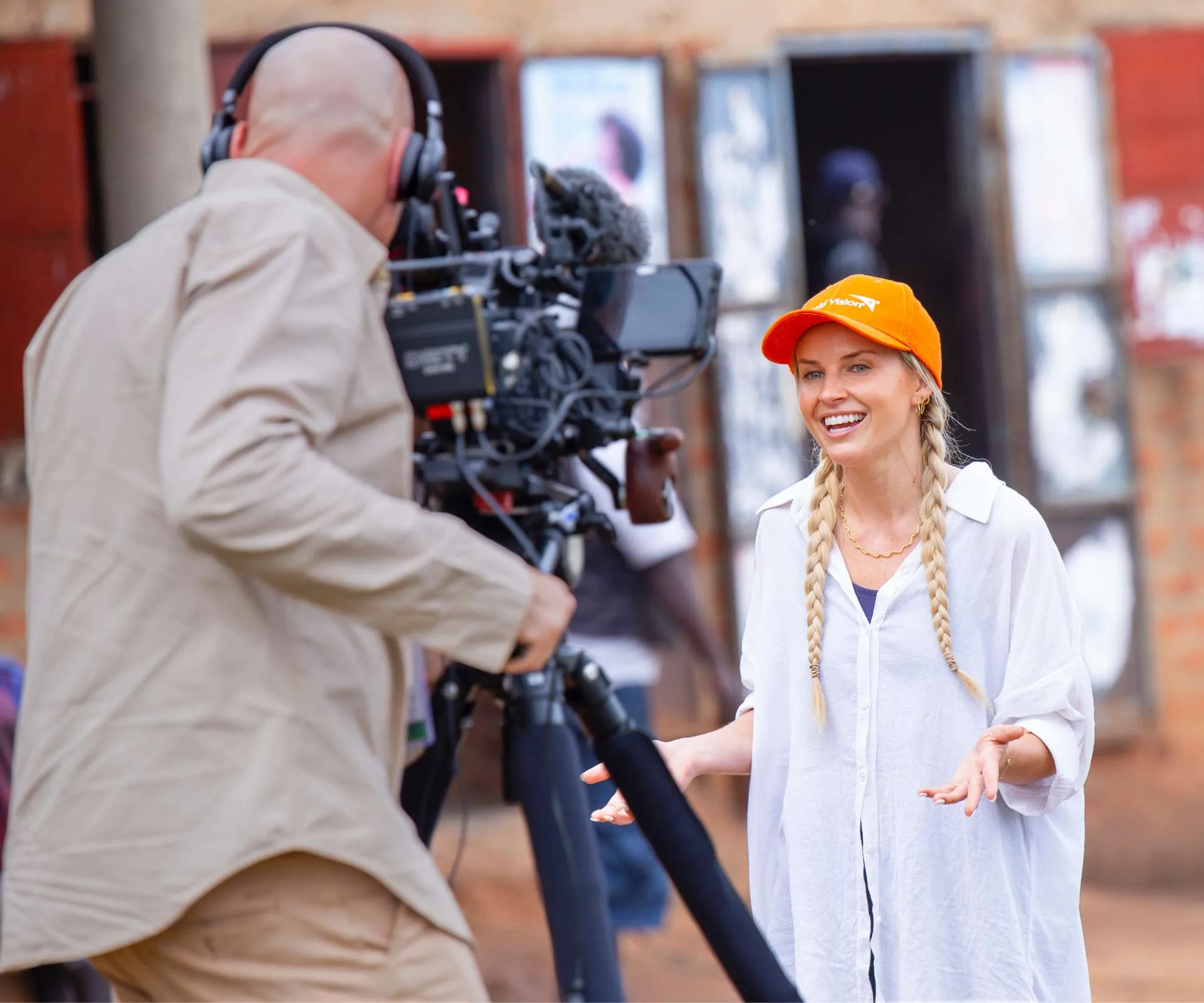 Tom filming Kim behind the camera for their new documentary