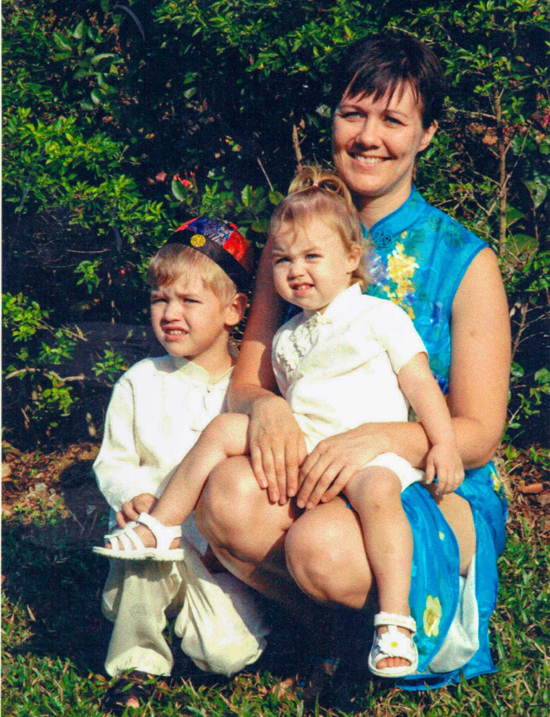 Kim Forrester with her young children in 2005