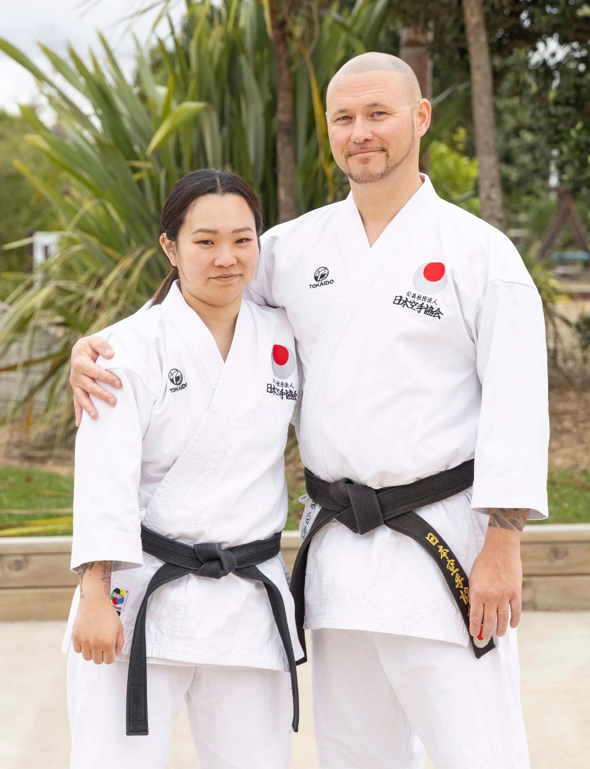 Haku Milua with his wife Momoko in their karate do-gi