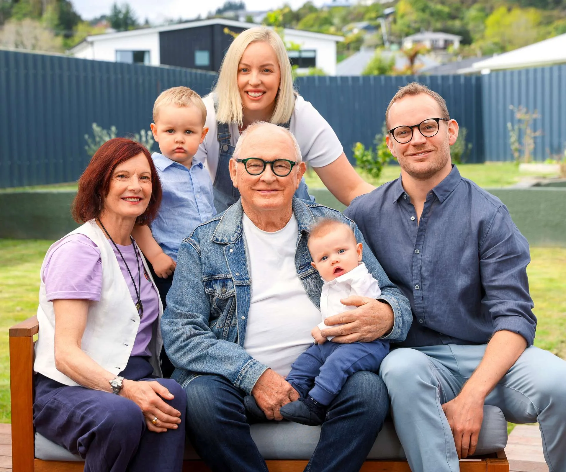 granddad Kevin Milne with wife Linda, son Rory, his wife Emma and their sons