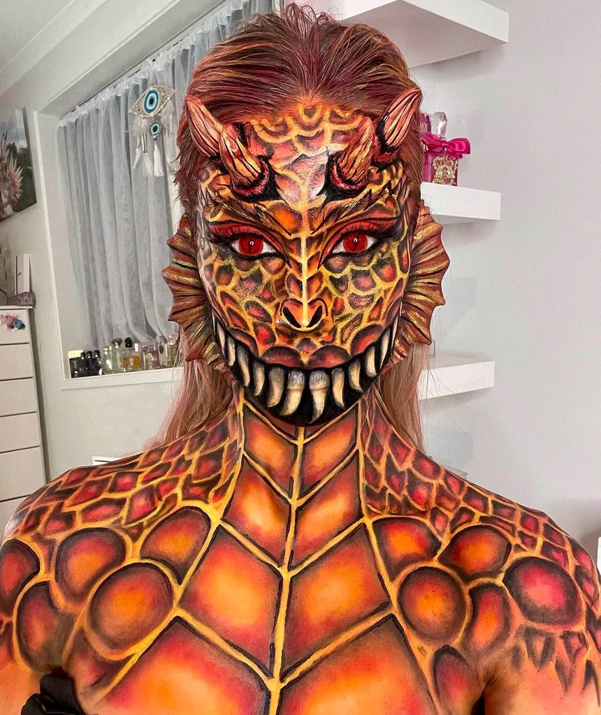 Alyshia with halloween devil makeup