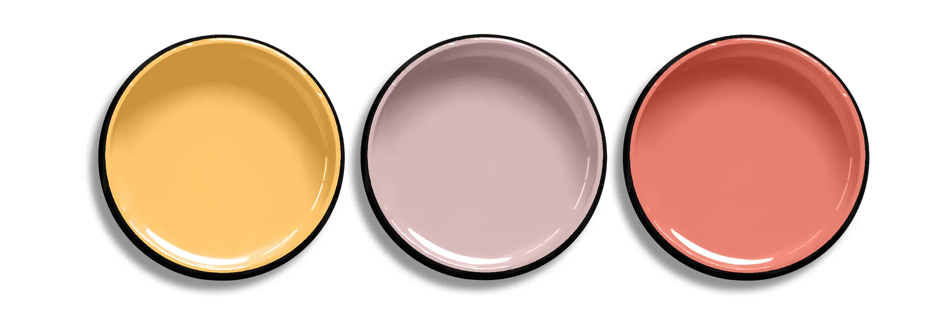 Resene test colors: Resene Daylight, a yellow tone. Resene Valentine, a light, dusty pink shade. Resene Tropical, a coral pink color