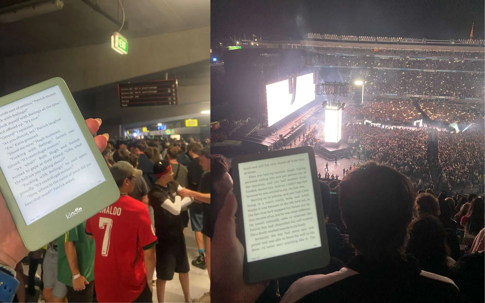 The Matcha coloured Kindle at a concert