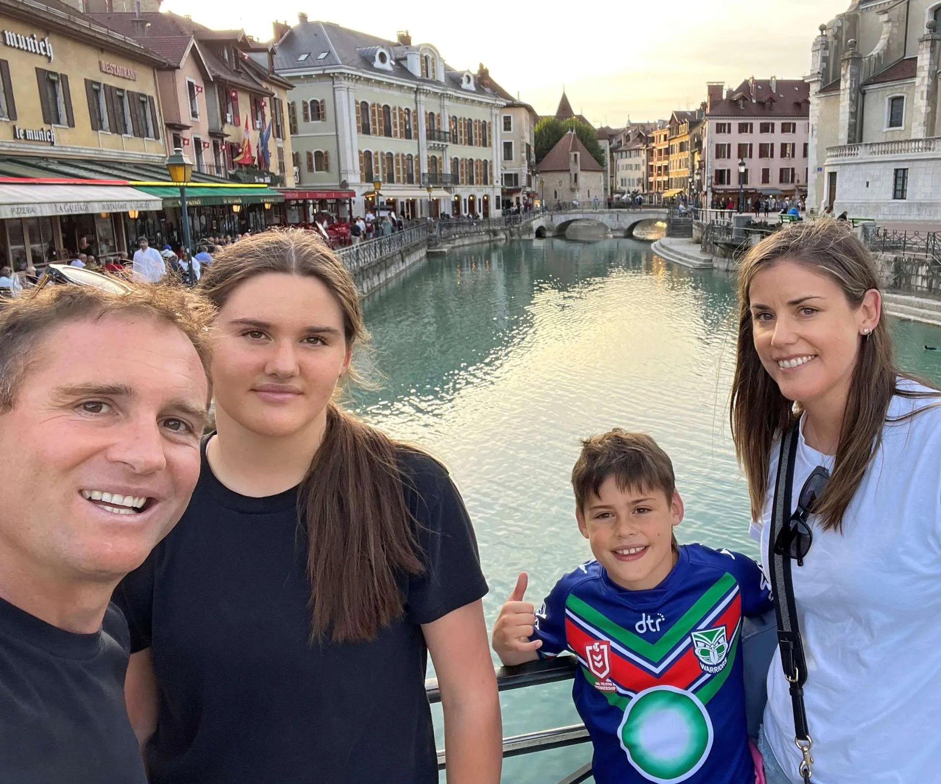 Andy Ellis with his wife and kids on holiday