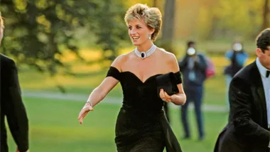 Princess Diana in a fitted black dress