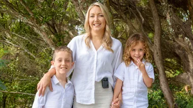 Ana Hutchins with her sons