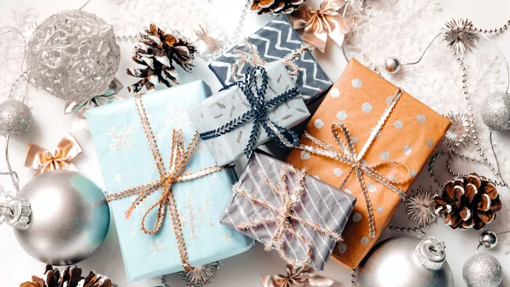 Christmas gifts lying on floor