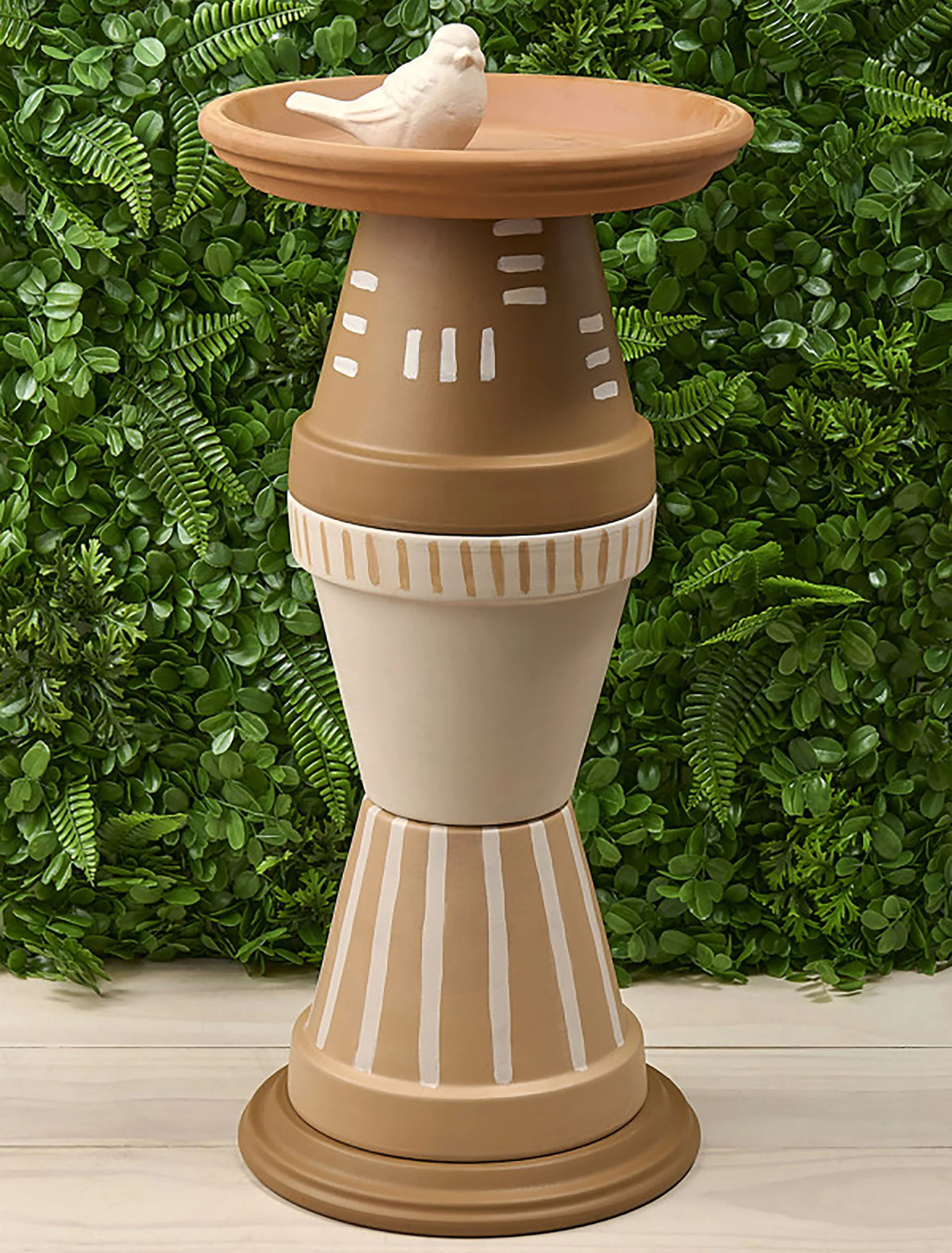 Terracotta bird bath