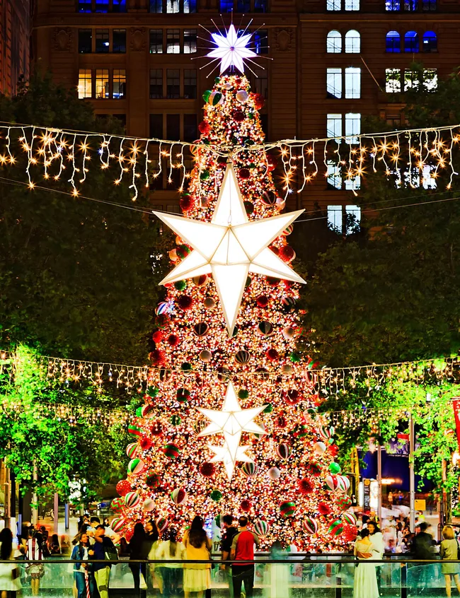 The tree at the Sydney Christmas markets