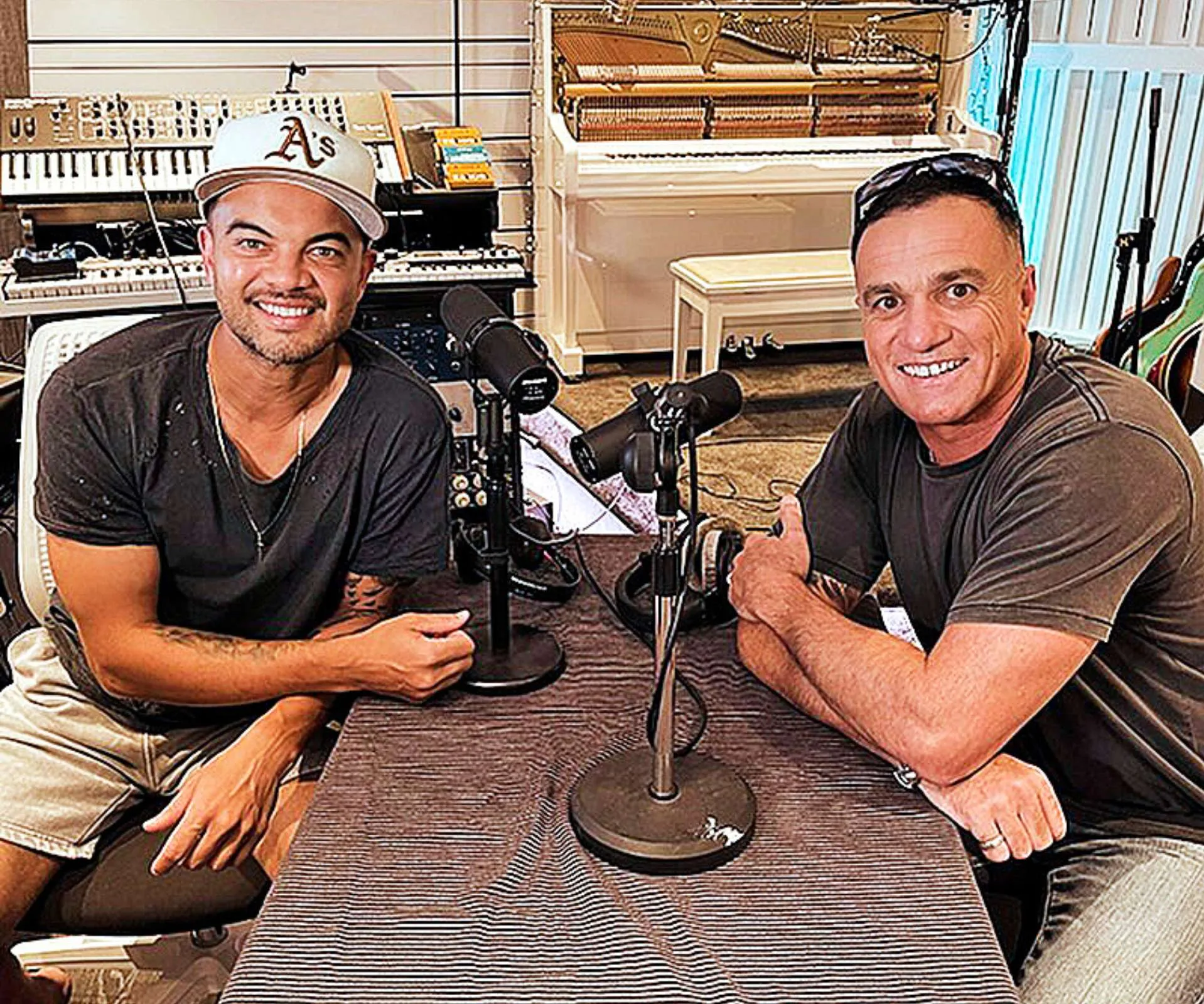 Shannon Noll with Guy Sebastian on the podcast