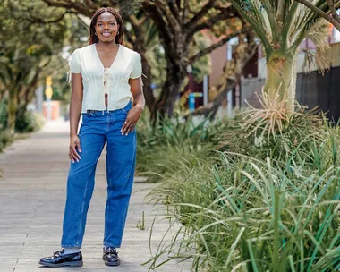 Grace Nweke standing on a footpath