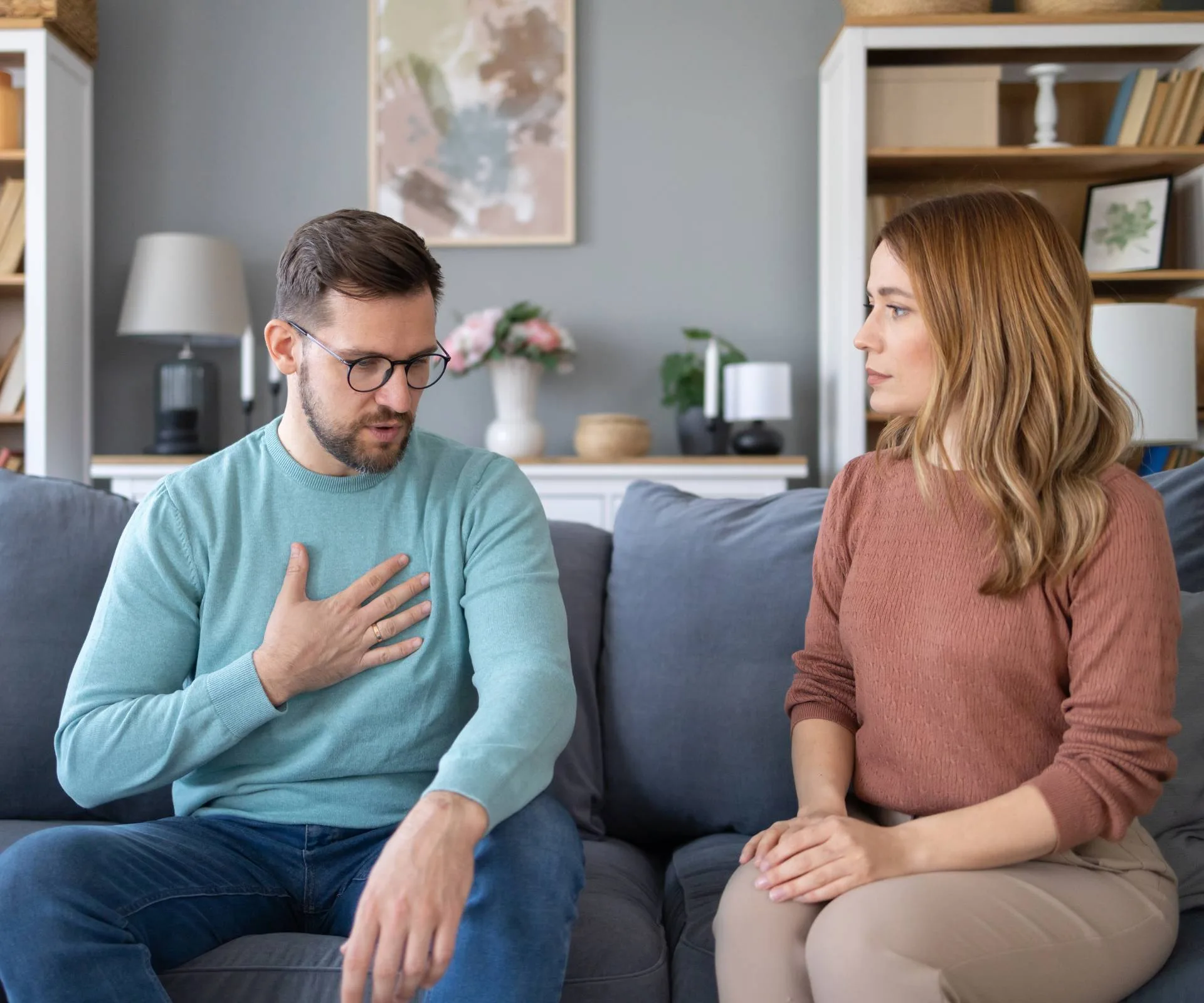 A couple openly discussing their emotions