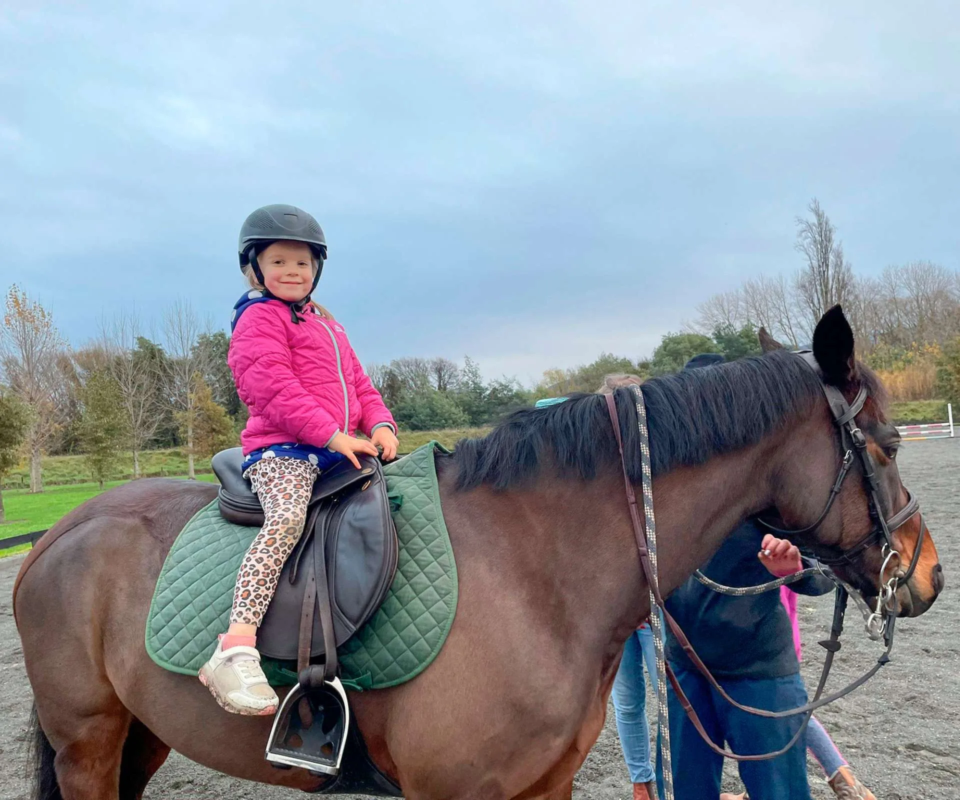Aimee Vienings on a brown horse.
