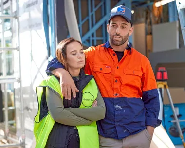 Courtney and Grant on site of The Block