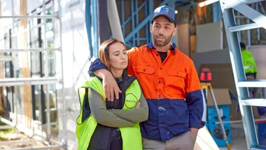 Courtney and Grant on site of The Block