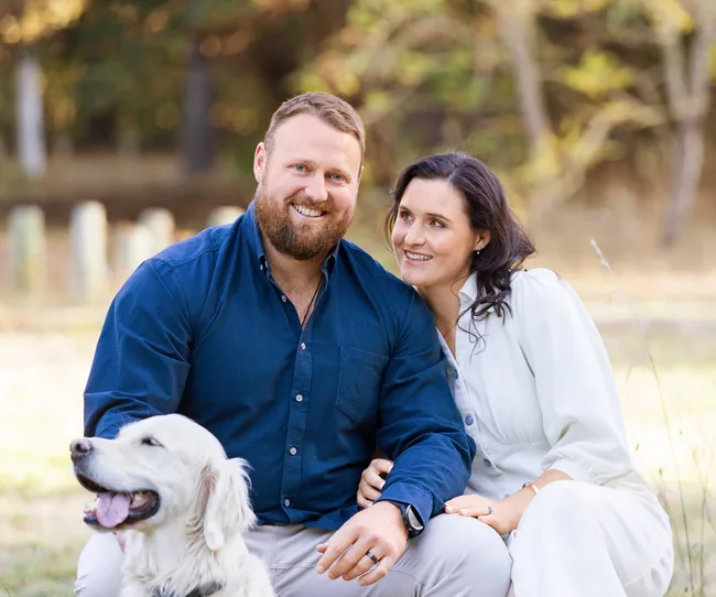 couple with dog