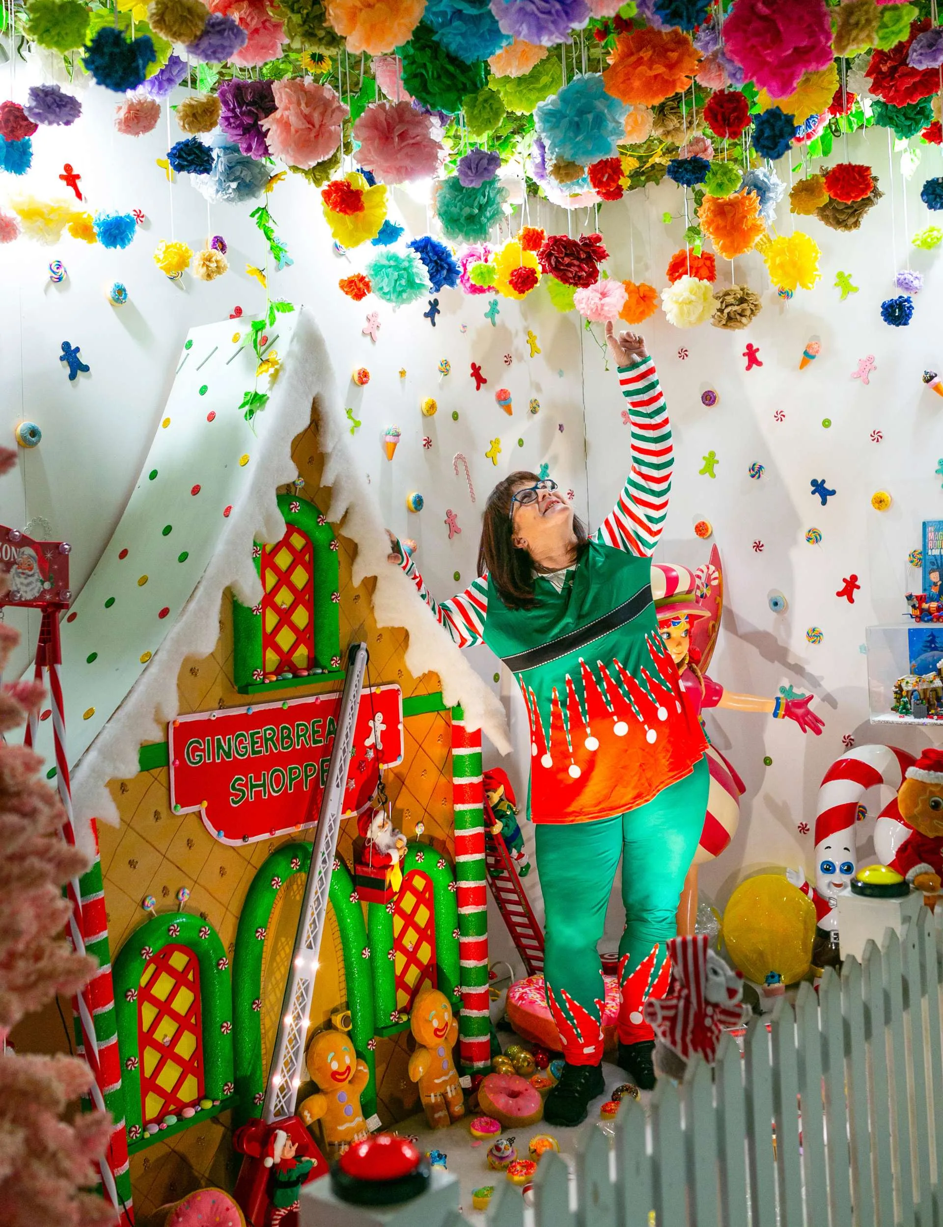 Christmas shop with a lady dressed as an elf