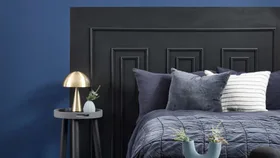 Blue bedroom with blue paint