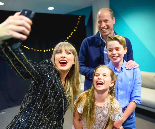Taylor Swift with the royal family taking selfie