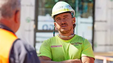 Tradie wearing hard hat