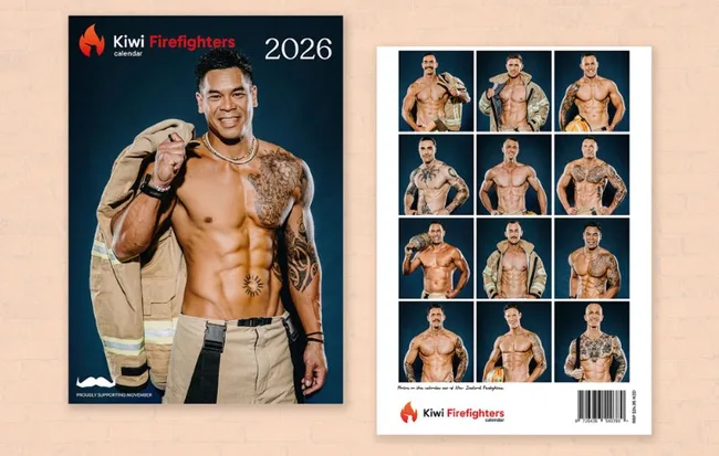 collage photo of firefighters calendar
