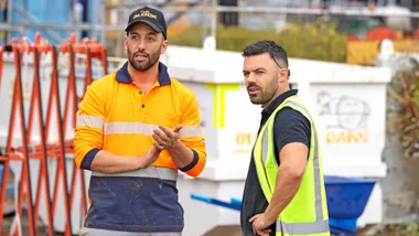 The Block contestant Grant with one of the builders