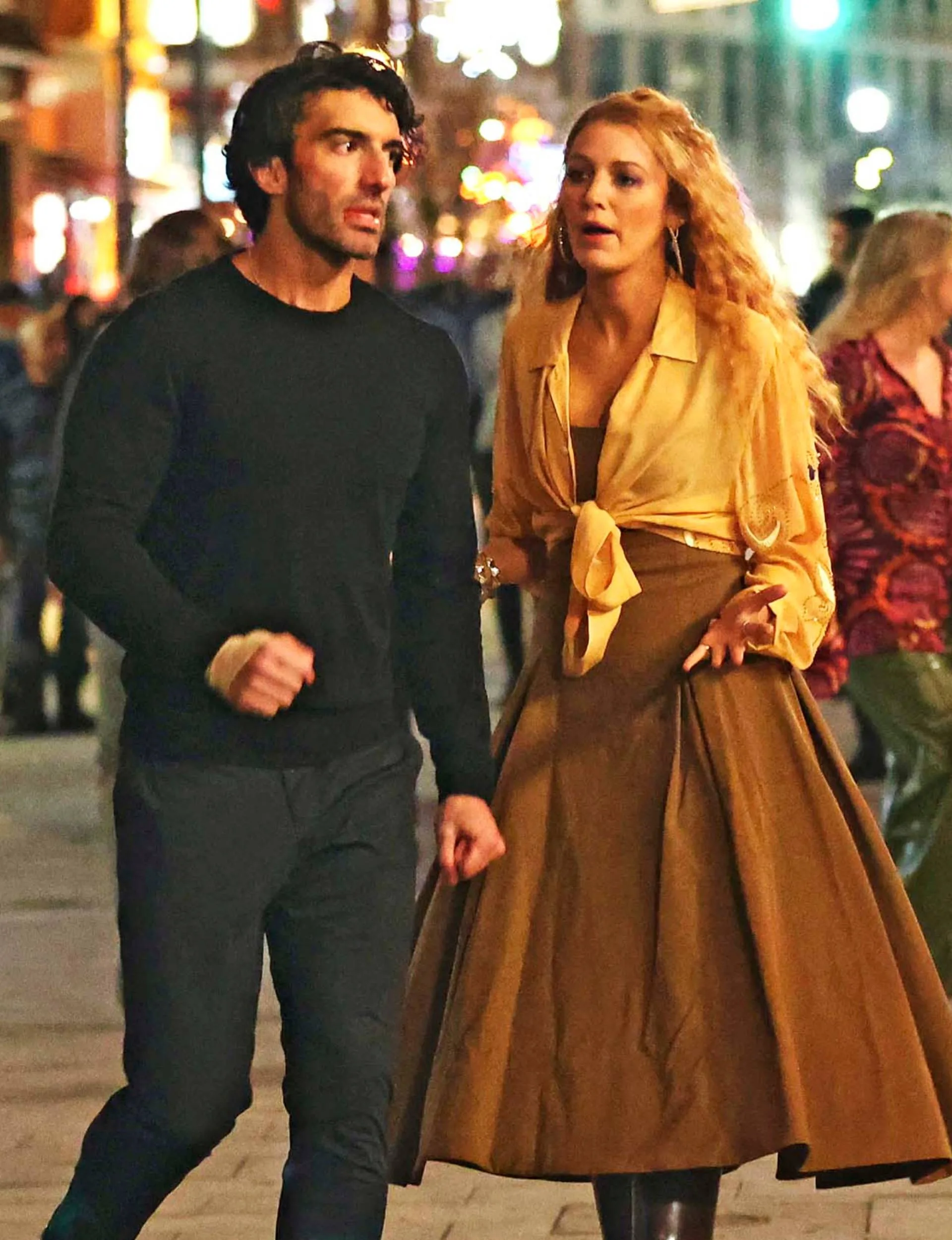 Blake Lively and Justin Baldoni on set of It Ends With Us