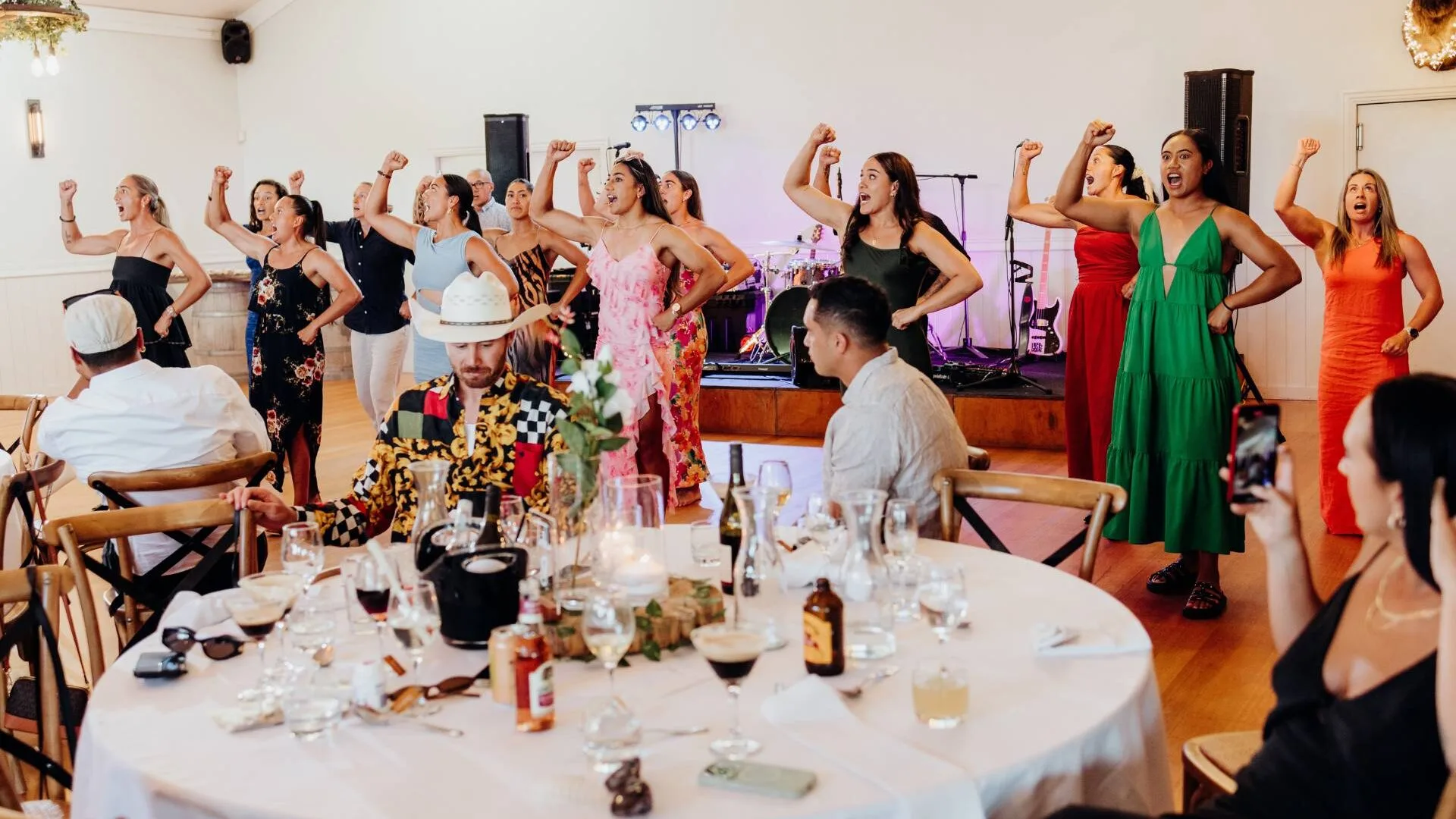 Black Ferns stars all performing a traditional haka at the reception